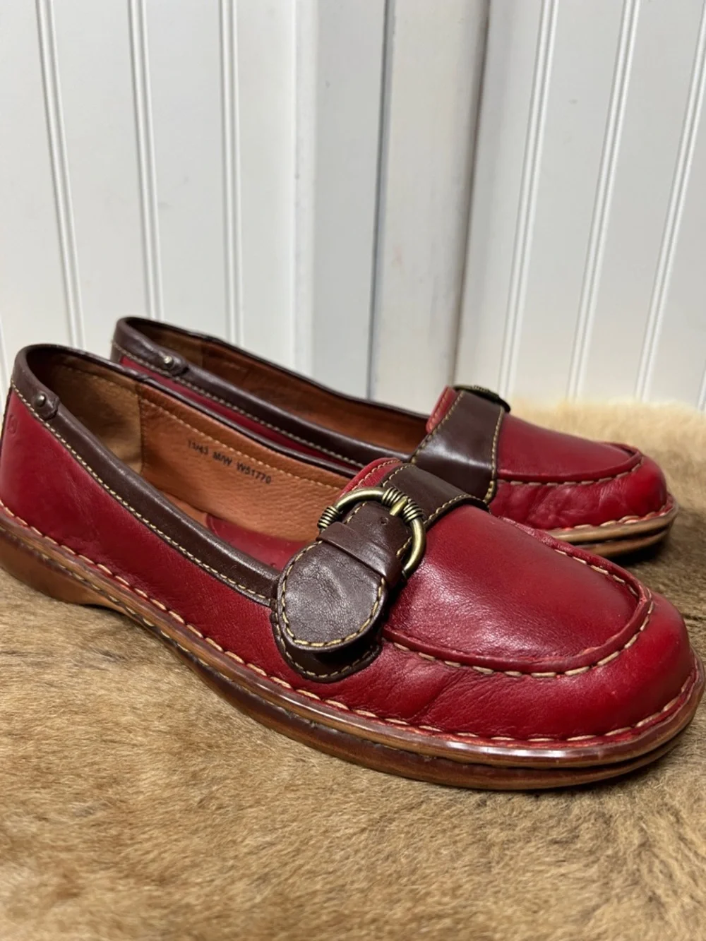 Born Leather Buckle Loafers Shoes 11
